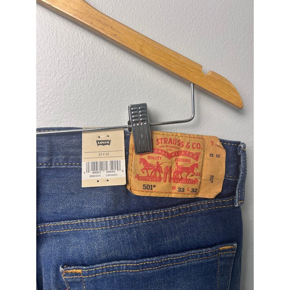 NWT Levi's 501 Original Men's Jeans Dark Wash Straight Leg Denim Levis 33 x 32 - Picture 7 of 10